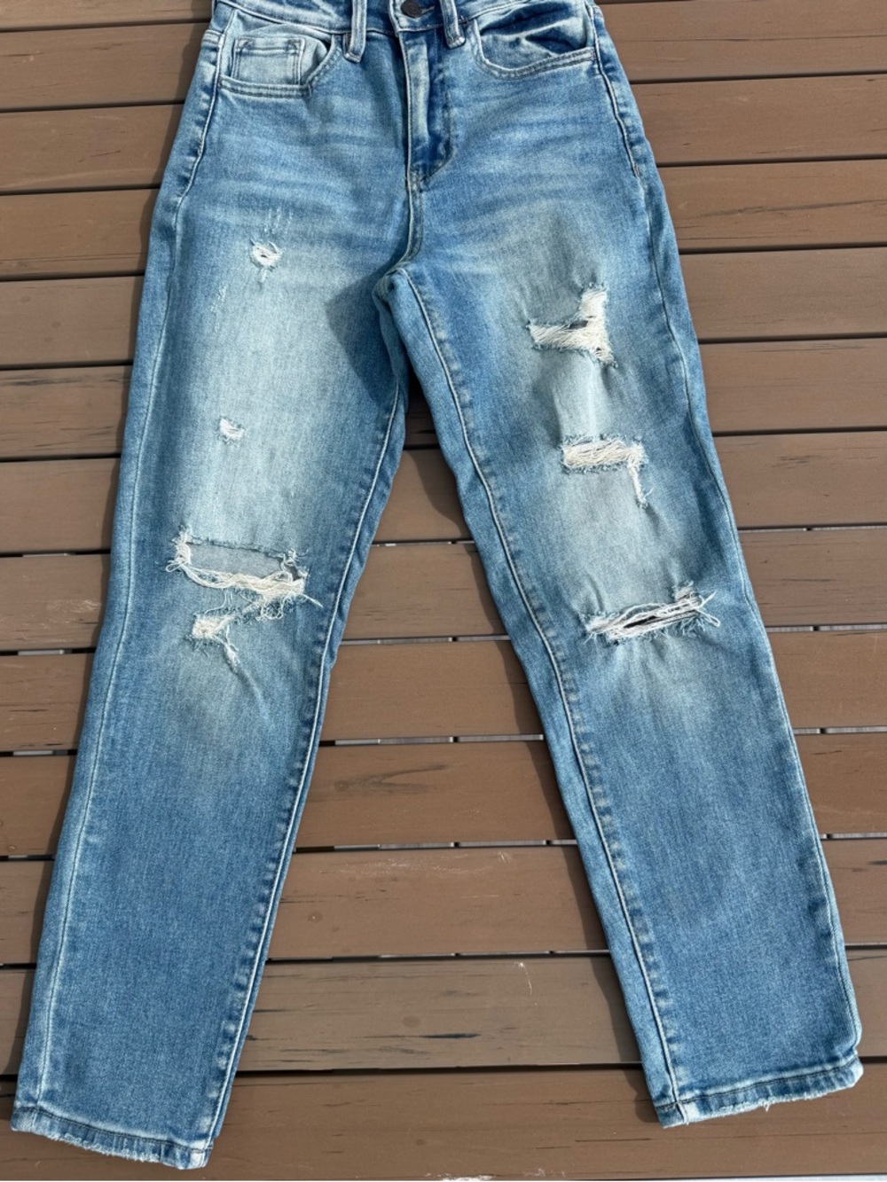 Vervet Blue Distressed Boyfriend Jeans